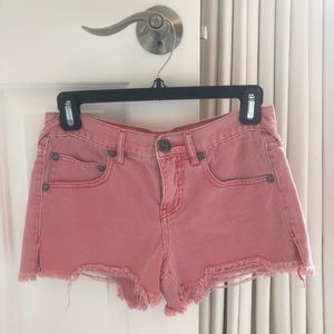 Free people red jean shorts